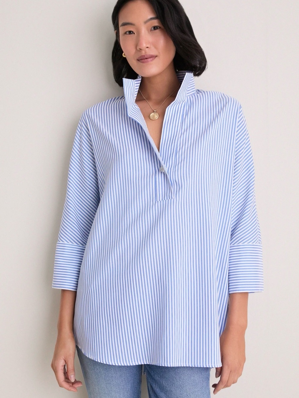 Tuckernuck Blue & White Striped Tunic Shirt